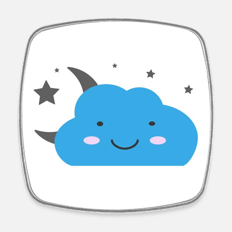 Kawaii cloud and starry sky - Square fridge magnet - white