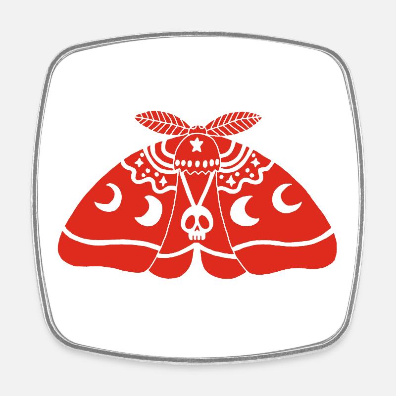 Papillon de nuit rouge - Magnet carré - blanc