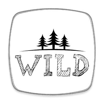 Icône de symbole de forêt extérieure Wild Survival Bushcraft - Magnet carré - blanc - Devant