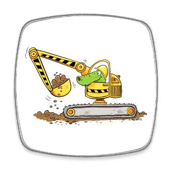 Pelle avec crocodile Chantier de construction Conducteur d’excavatrice garçons - Magnet carré - blanc - Devant
