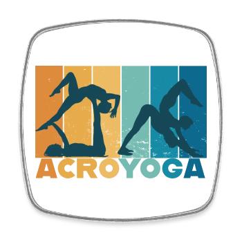 Yoga Acroyoga Partneryoga Vintage Design - Viereckiger Kühlschrankmagnet - Weiß - Vorne