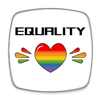 Rainbow Sparkling heart EQAULITY WHITE SHIRT - Square fridge magnet - white - Front