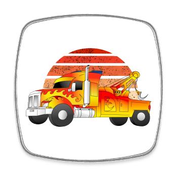 Abschleppwagen Sonnenuntergang - Viereckiger Kühlschrankmagnet - Weiß - Vorne