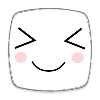 Kawaii Face Funny - Square fridge magnet - white - Front