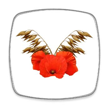 ländliche blumenmuster, Mohnmuster mit Hafer - Viereckiger Kühlschrankmagnet - Weiß - Vorne