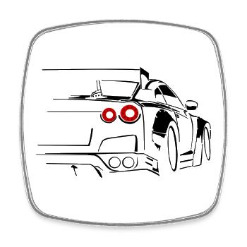voiture de sport course tuning moteur - Magnet carré - blanc - Devant