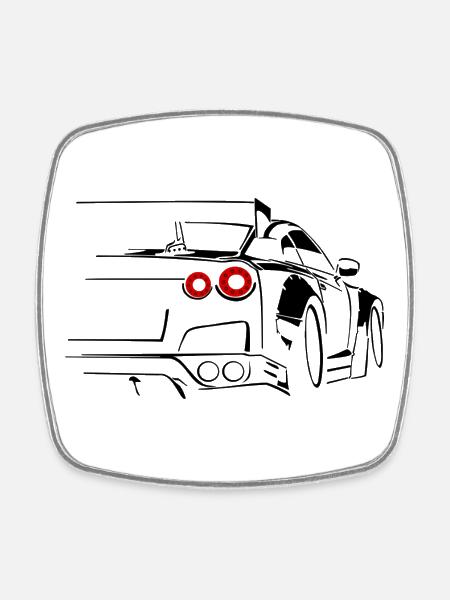 voiture de sport course tuning moteur - Magnet carré - blanc