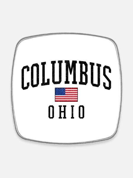 Columbus Ohio USA Flaggenmotiv - Viereckiger Kühlschrankmagnet - Weiß