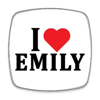 t-shirt I love Emily t-shirt gift idea - Square fridge magnet - white - Front
