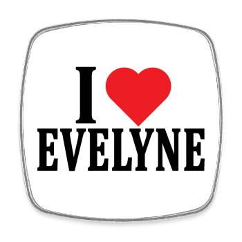 T-Shirt Ich liebe Evelyne T-Shirt Geschenkidee - Viereckiger Kühlschrankmagnet - Weiß - Vorne