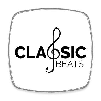 classic beats music klassische Musik Symbol - Viereckiger Kühlschrankmagnet - Weiß - Vorne