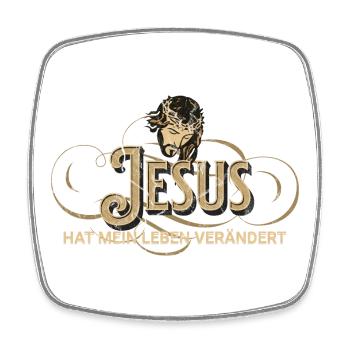 Jesus Lebensverändert Vintage Stil - Viereckiger Kühlschrankmagnet - Weiß - Vorne