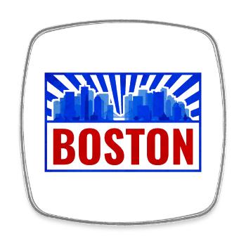 Boston Skyline Rétro Rouge Bleu - Magnet carré - blanc - Devant