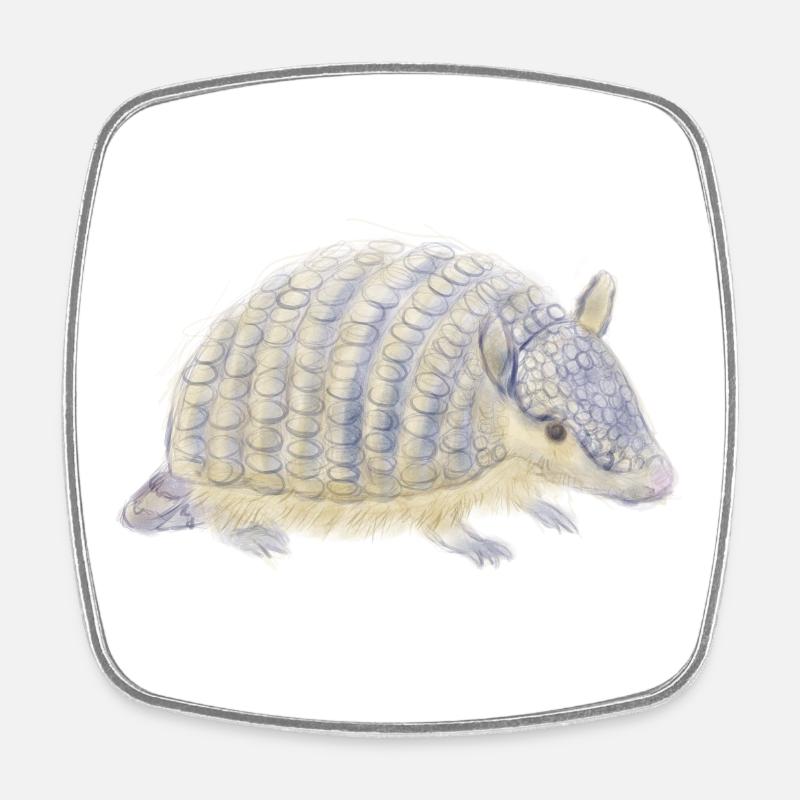 Armadillo – Quirky Armoured Animal Illustration - Square fridge magnet - white