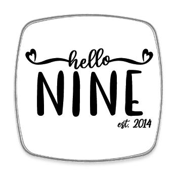 9e anniversaire enfants filles 9 Hello Nine Est. 2014 - Magnet carré - blanc - Devant