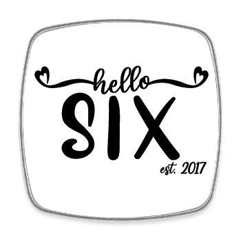 6. Geburtstag Kinder Mädchen 7 Hallo Sechs Est. 2017 - Viereckiger Kühlschrankmagnet - Weiß - Vorne