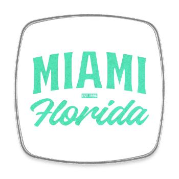 Miami Florida Teal Schrift - Viereckiger Kühlschrankmagnet - Weiß - Vorne
