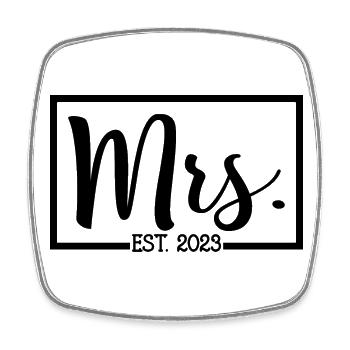 Mrs. Est. 2023 Engagement Bridal Shower Wedding - Square fridge magnet - white - Front