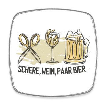 Schere Wein Paar Bier Icon - Viereckiger Kühlschrankmagnet - Weiß - Vorne