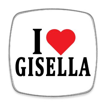 T-Shirt Ich liebe Gisella T-Shirt Geschenkidee - Viereckiger Kühlschrankmagnet - Weiß - Vorne