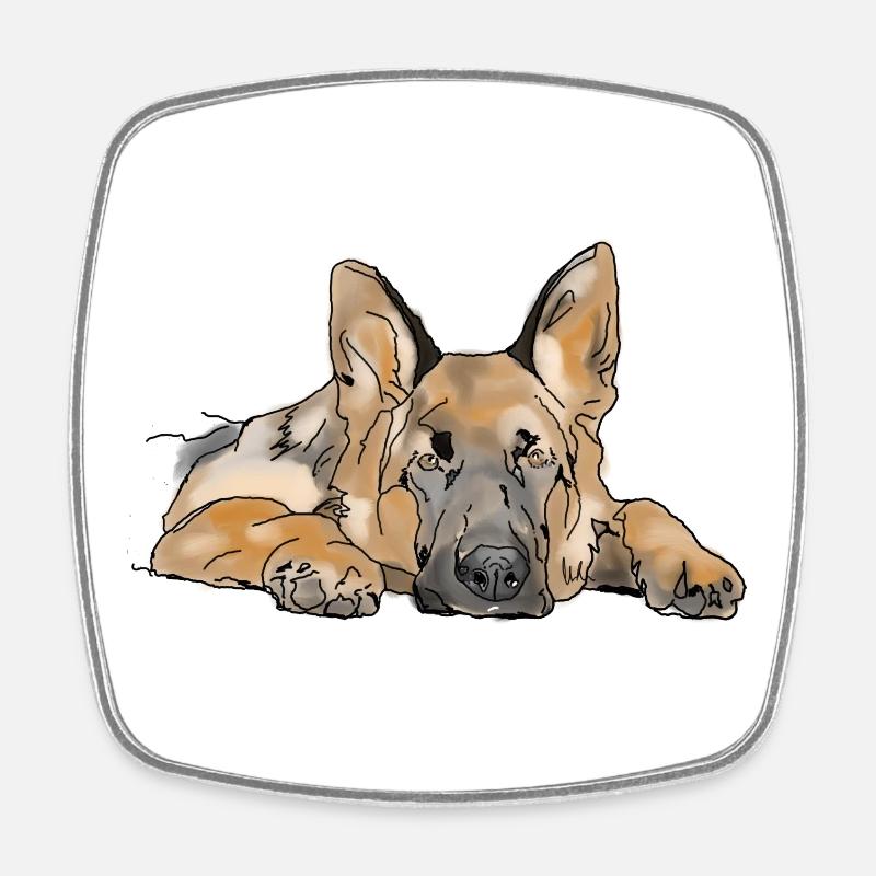 Chien de berger - Magnet carré - blanc