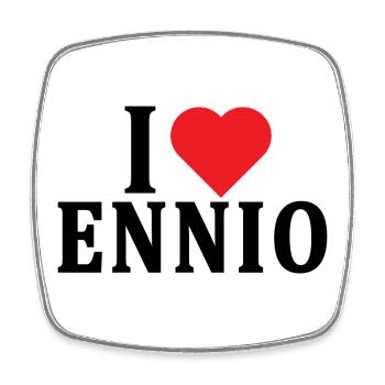 t-shirt J’aime Ennio idée cadeau t-shirt - Magnet carré - blanc - Devant
