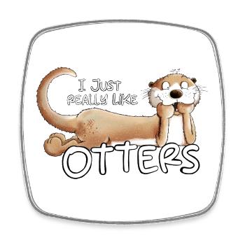 I Really Like Otters Otter Spruch Tiermotiv - Viereckiger Kühlschrankmagnet - Weiß - Vorne
