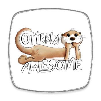 Otterly Awesome Otter Spruch Tiermotiv - Viereckiger Kühlschrankmagnet - Weiß - Vorne