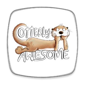 Otterly Awesome Otter Spruch Tiermotiv - Viereckiger Kühlschrankmagnet - Weiß - Vorne