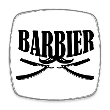 barber barbier shirt - Viereckiger Kühlschrankmagnet - Weiß - Vorne