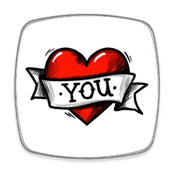Herz - band - You (I love You) - Viereckiger Kühlschrankmagnet - Weiß - Vorne