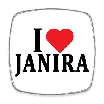 t-shirt J’aime Janira t-shirt cadeau - Magnet carré - blanc - Devant