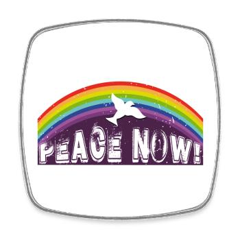 PEACE NOW with dove of peace - Square fridge magnet - white - Front