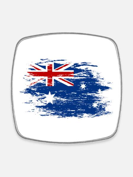 Australien Flagge used - Viereckiger Kühlschrankmagnet - Weiß