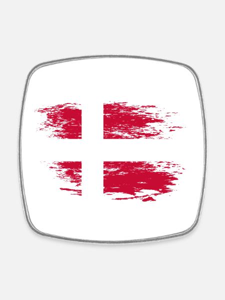 Dänemark Flagge used - Firkantet køleskabsmagnet - hvid
