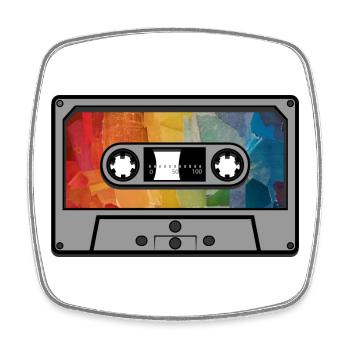 Cassette arc en ciel rétro - Magnet carré - blanc - Devant