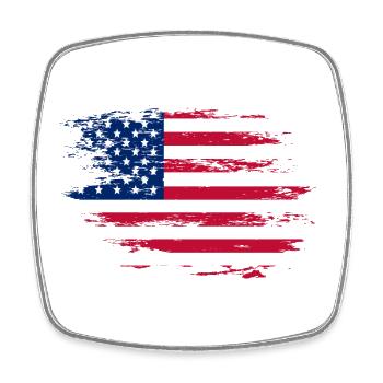 USA flag used - Square fridge magnet - white - Front