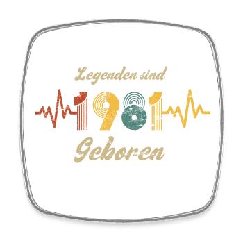 1981 Geburtstag Baujahr Vintage Herzschlag Spruch - Viereckiger Kühlschrankmagnet - Weiß - Vorne