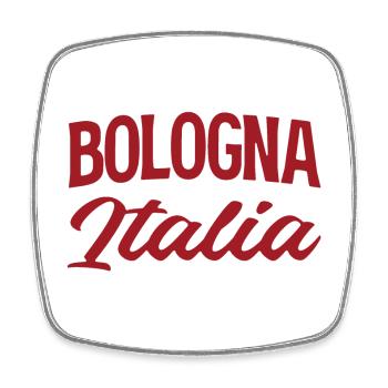 Bologna Italia Vintage Script - Square fridge magnet - white - Front
