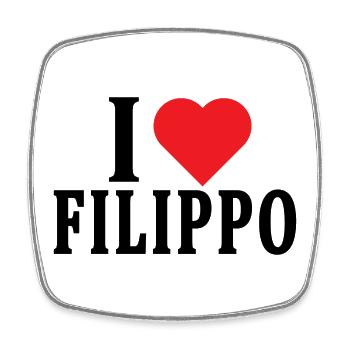T-Shirt Ich liebe Filippo T-Shirt Geschenkidee - Viereckiger Kühlschrankmagnet - Weiß - Vorne