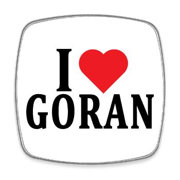 t-shirt name I love Goran t-shirt gift idea - Square fridge magnet - white - Front