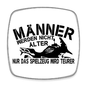 Lustiger Spruch Männer älter Motorrad Spielzeug - Viereckiger Kühlschrankmagnet - Weiß - Vorne
