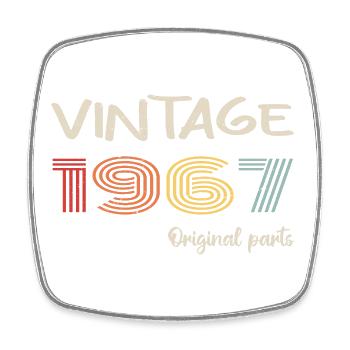 Original 1967 Vintage | Geburtstagsgeschenk 1967 - Viereckiger Kühlschrankmagnet - Weiß - Vorne