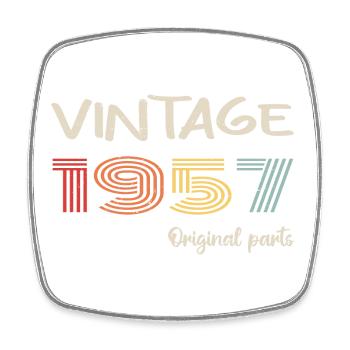 Original 1957 Vintage | Geburtstagsgeschenk 1957 - Viereckiger Kühlschrankmagnet - Weiß - Vorne