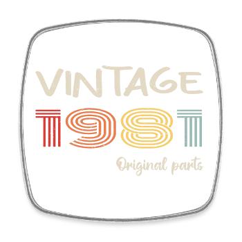 Original 1981 Vintage | Geburtstagsgeschenk 1981 - Viereckiger Kühlschrankmagnet - Weiß - Vorne