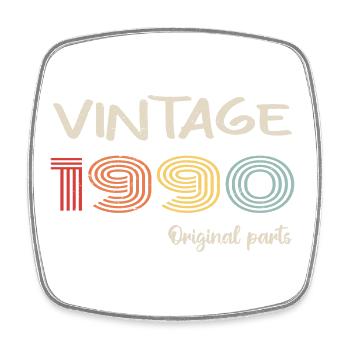Original 1990 Vintage | Birthday present 1990 - Square fridge magnet - white - Front