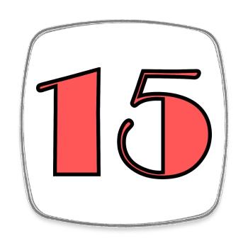15. 15 JAHRE. 15-jähriges Jubiläum. GEBURTSTAG 15 JAHRE. - Viereckiger Kühlschrankmagnet - Weiß - Vorne