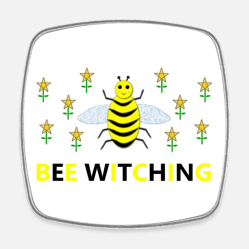 Bee Witching Pagan Bee and Pentacle Daffodils - Square fridge magnet - white