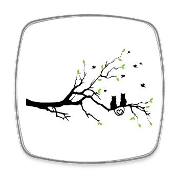 Nocturnal green-leaved twig - Square fridge magnet - white - Front