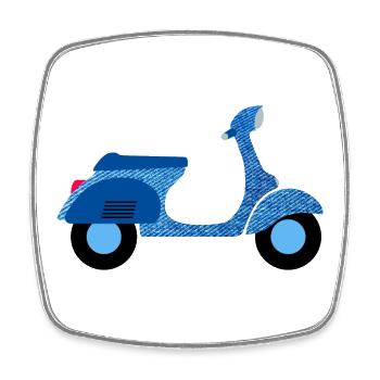 Roller Jeans Sommer Italien Freiheit Urlaub Retro - Viereckiger Kühlschrankmagnet - Weiß - Vorne